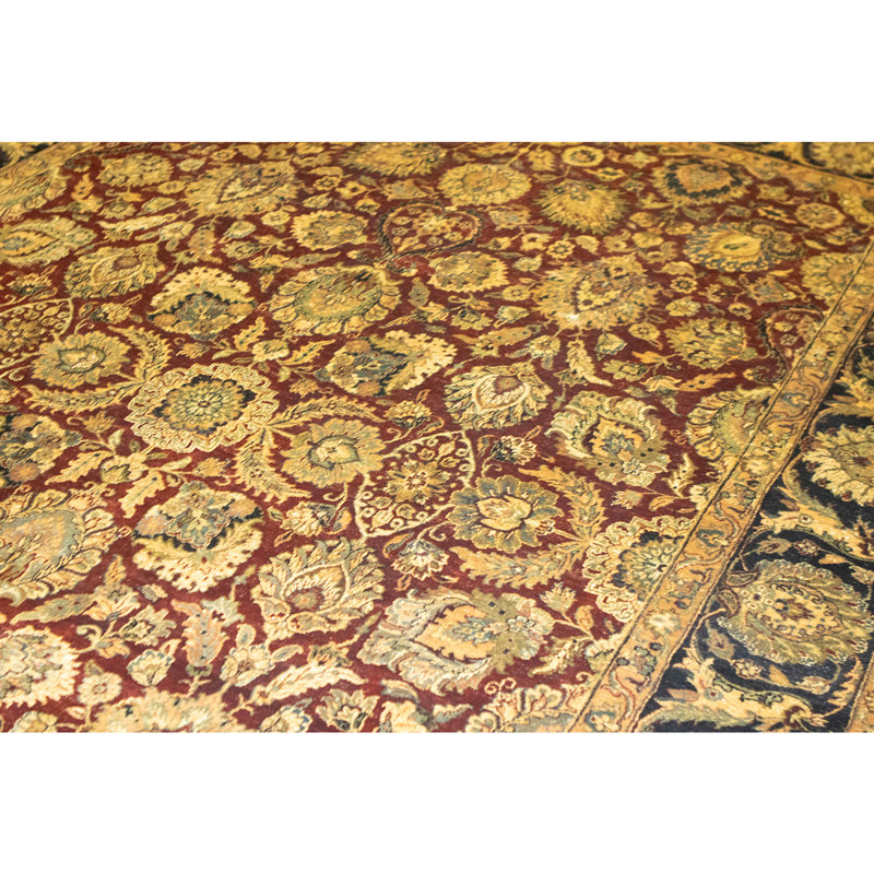 Tapis rouge et noir noué à la main de haute qualité
