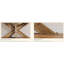 Longue console de style campagnard, canapé brun chêne derrière le canapé avec base géométrique en bois, table d'appoint de vestibule pour le salon