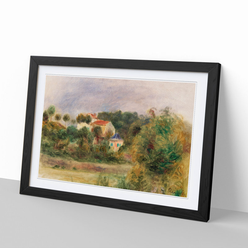 Houses in a Park by Pierre-Auguste Renoir - Picture Frame Painting, Black, 36cm H x 48cm W x 2cm D