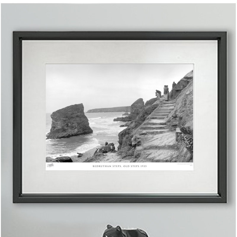 Bedruthan Steps, Old Steps 1935 - Single Picture Frame Print, 28cm H x 36cm W x 2.3cm D