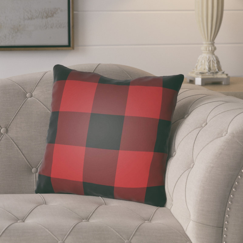 Ellayah Indoor/Outdoor Throw Pillow, 20" H x 20" W, Red/Black