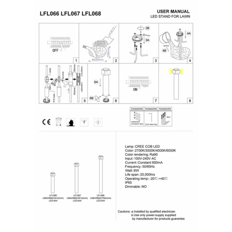 UltraBeam 6 Watt LED Modern Black Exterior Bollard Light, 61.4cm H x 6.8cm W x 6.8cm D