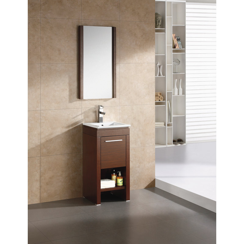 Kaleb Wood Rectangle Wall Mirror, 31.5" H x 17.75" W, Wenge