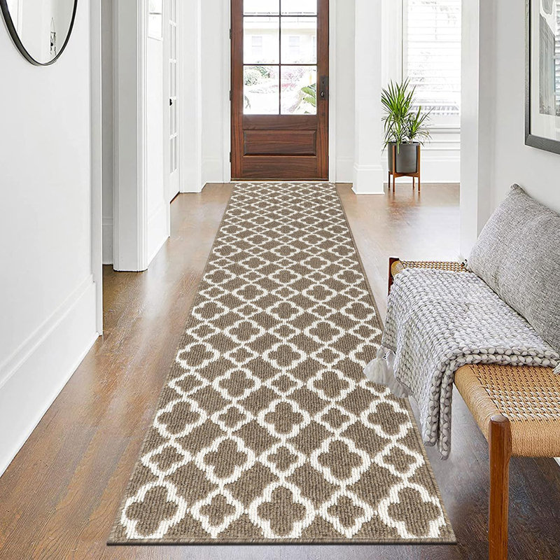 Tapis de cuisine large et long avec tapis de cuisine lavable, Tapis de couloir 2 pi x 8 pi, Brun