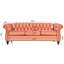 Luxueux canapé Chesterfield 3 places avec accoudoirs roulés et similicuir souple, conforme à la norme américaine-950785251
