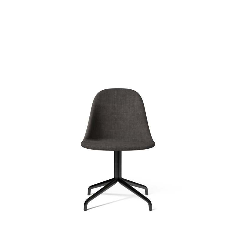 Harbour Swivel Task Chair, Dakar 0842 Black Genuine Leather, Polished Aluminum