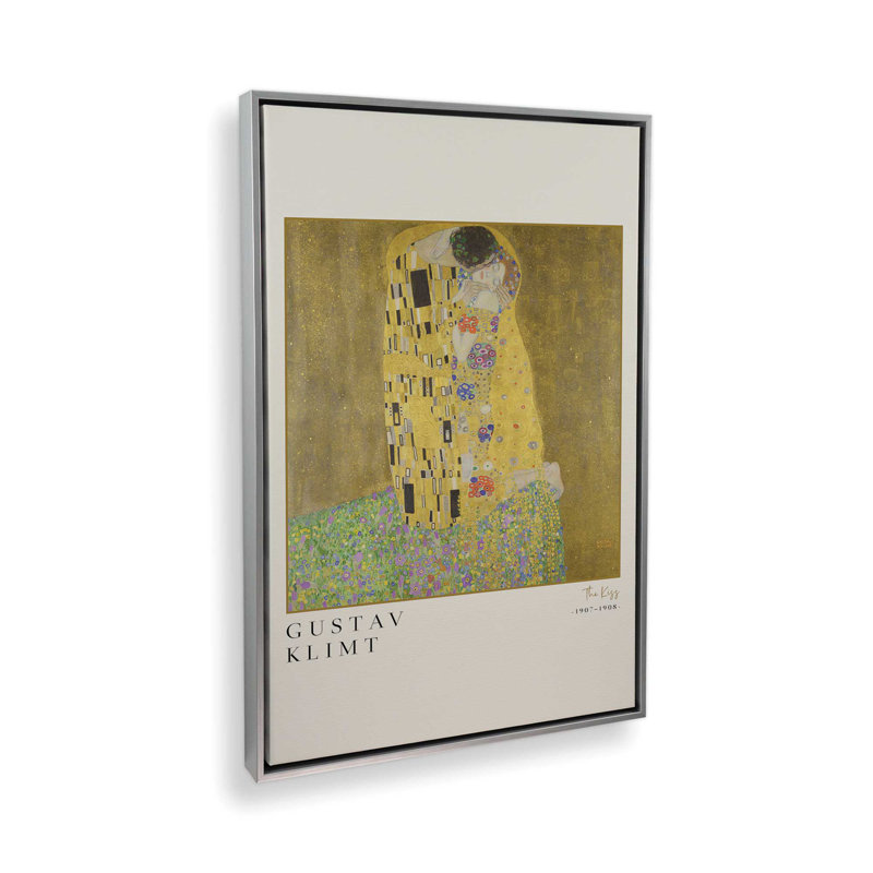 Le Baiser de Gustav Klimt, Cadre flottant en chrome poli, H 18,75 po x l 12,75 po