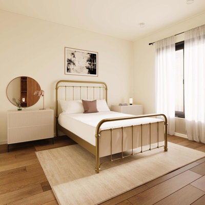 Lucia Complete Bed with Metal Profile & Platform (Wood Slats)