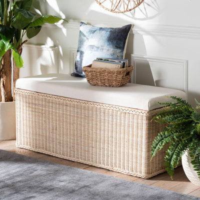 Banc de rangement en rotin naturel tressé Bali & Pari Barid