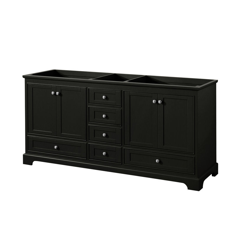 Base de meuble-lavabo double Deborah, Espresso foncé / chrome poli