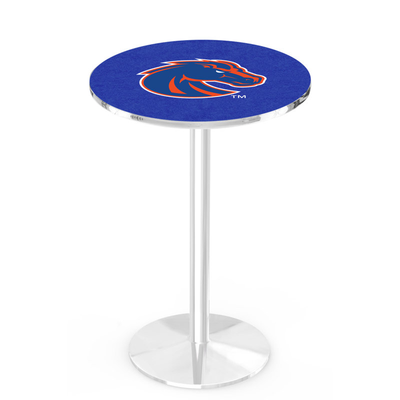 Round Metal Base Dining Table, Chrome, Boise State University