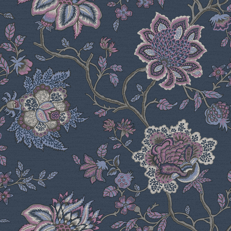 Papier peint Jacobean, Bleu marine