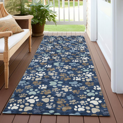 Tapis Lamanna ACN3066 à motif animal, lavable à la machine, pour intérieur et extérieur.