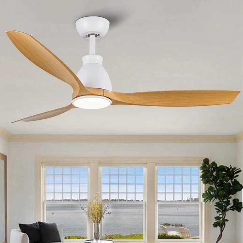 Jaustin 52'' Ceiling Fan with LED Lights, Walnut, White