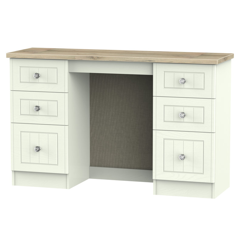 Fully Assembled Zenfield Dressing Table, Porcelain Ash/Bordeaux Oak