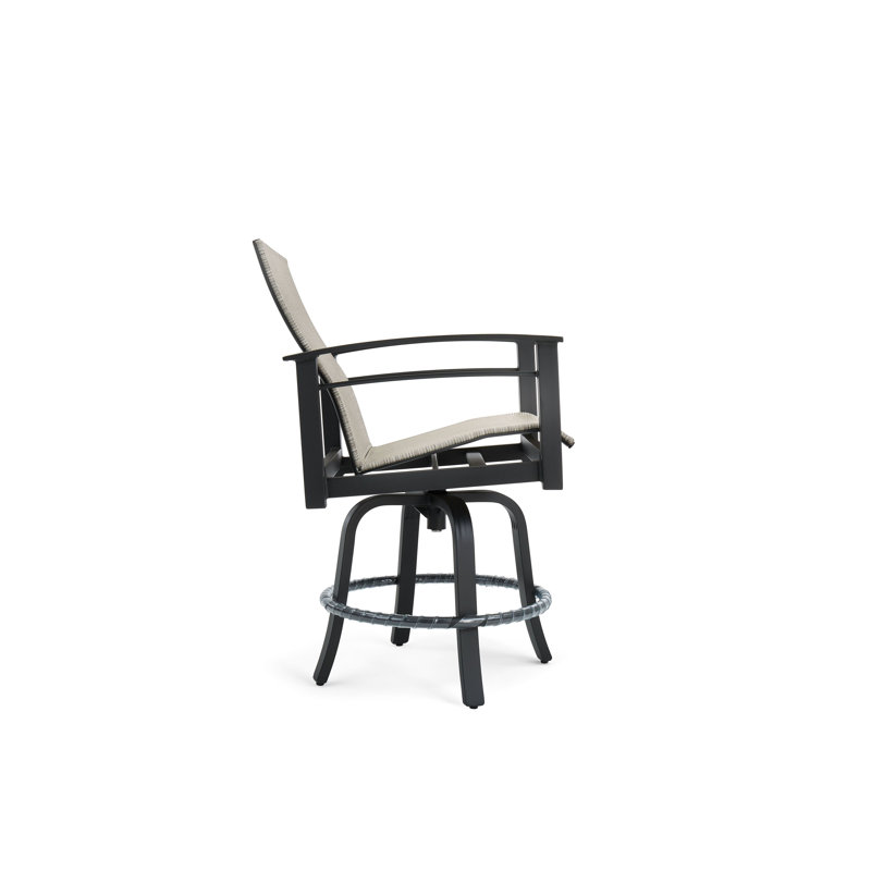 Outdoor Swivel Bar Stool, Gray Rush