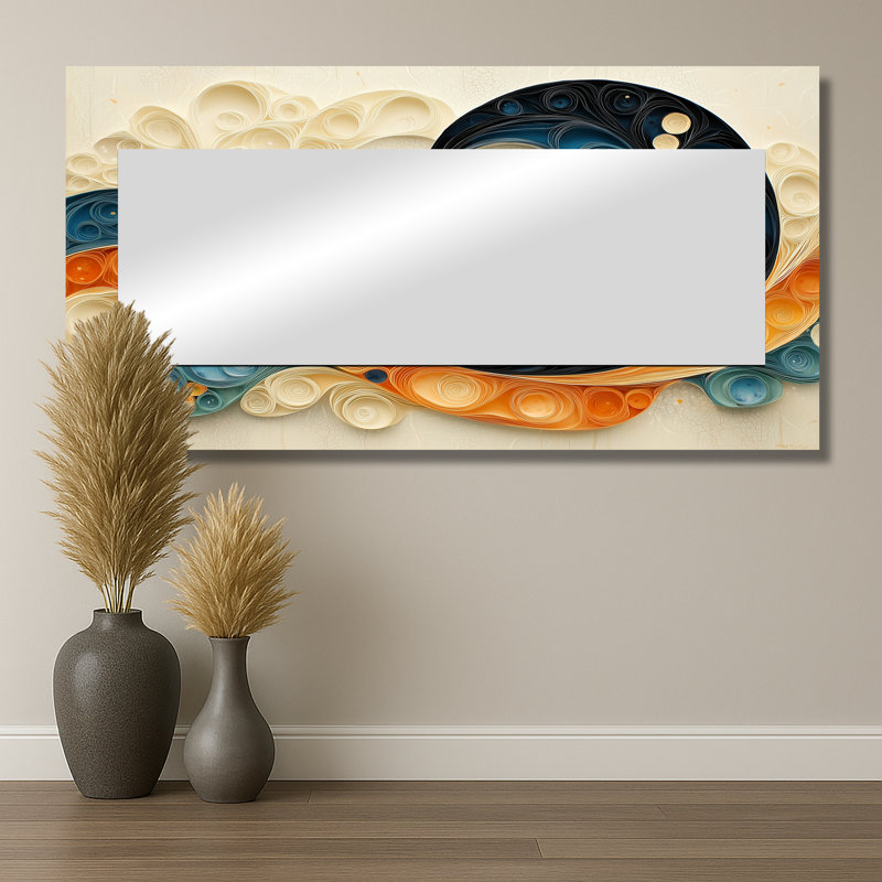 Biomorphism Vortex Of Nature I - Art abstrait miroir mural - imprimé sur métal, 28 po x 55 po