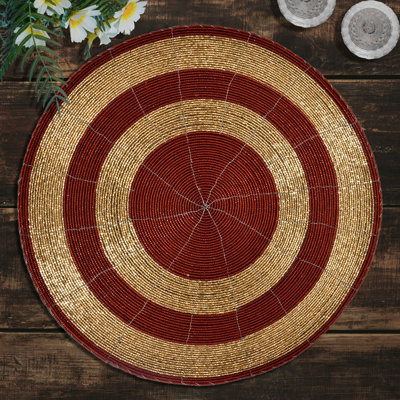 Penman Handmade Round Beaded Placemats Set of 4 – 14-inch Scratch-Resistant Table Decor Christmas Gift