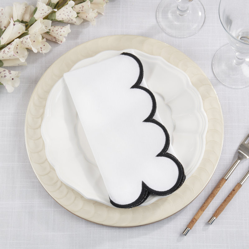 Paddock 100% Cotton Rectangle Napkin, White/Black