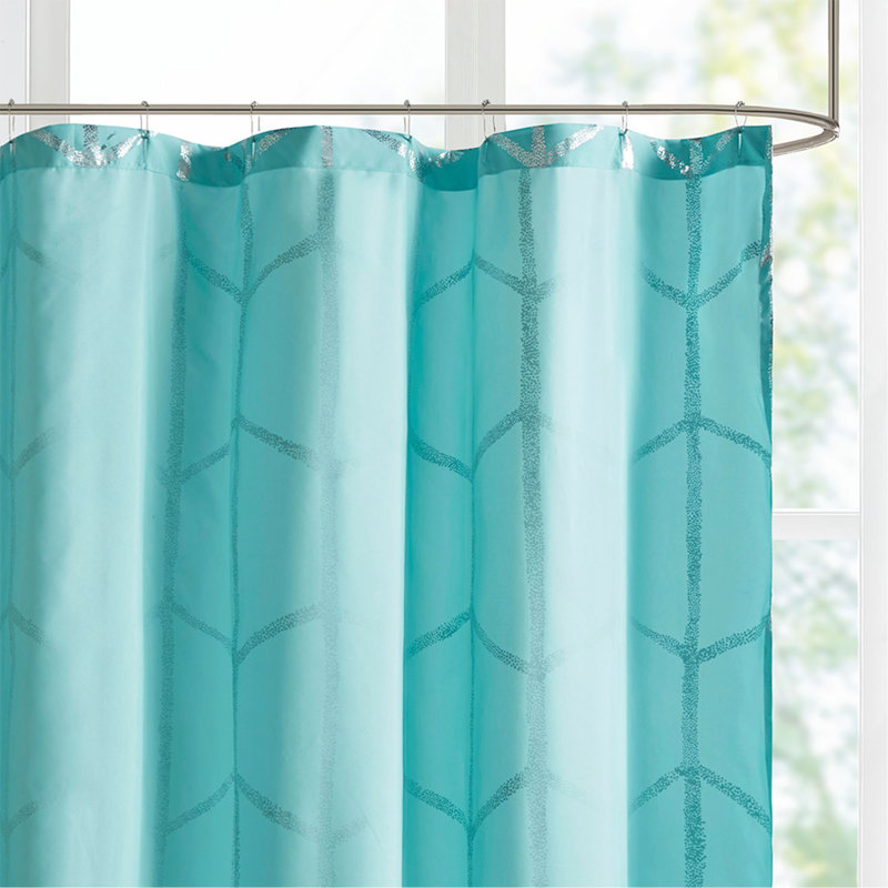 Rideau de douche imprimé métallique, Aqua / argenté
