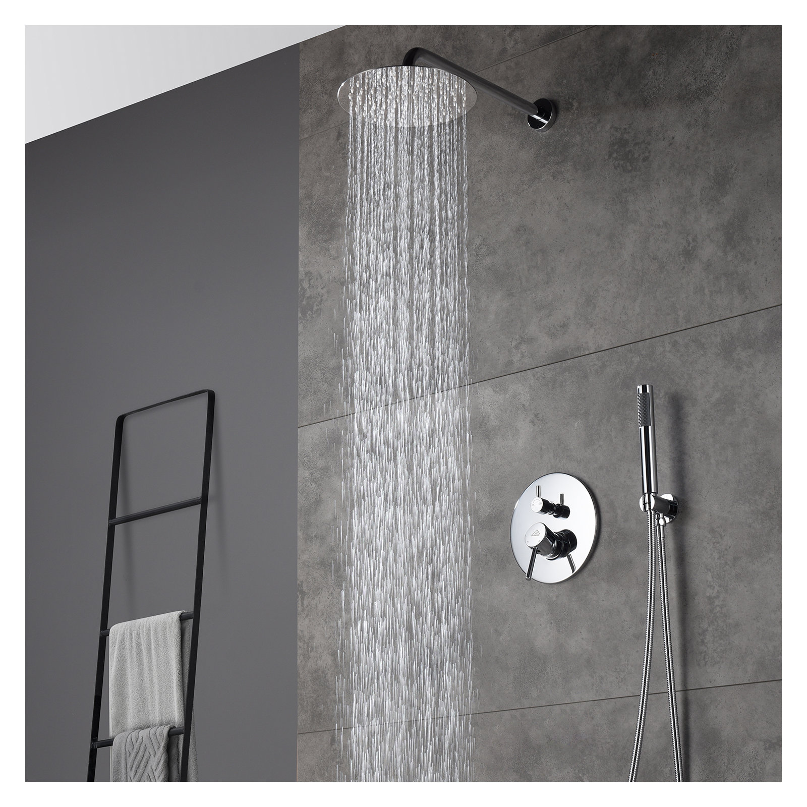 Pressure-Balanced Complete Shower System with 10-Inch Rain Shower Head, Handheld, Rough-in Valve, Chrome