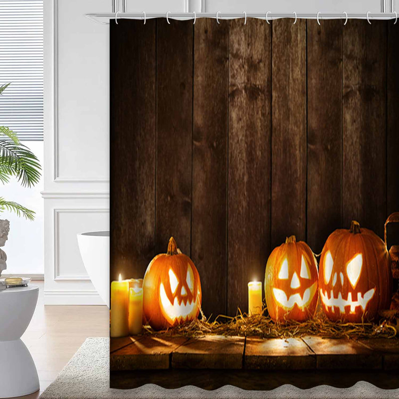 Rideau de douche Scary Halloween Pumpkins, L 72 po x l 72 po