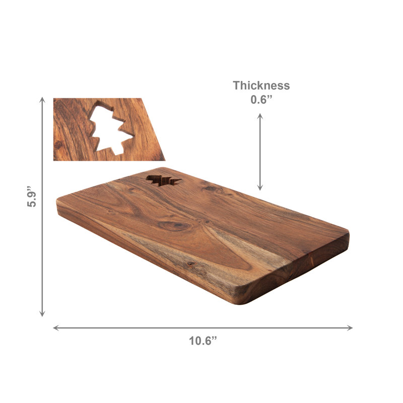 Planche de service rectangulaire en bois d'acacia avec découpe en forme d'arbre