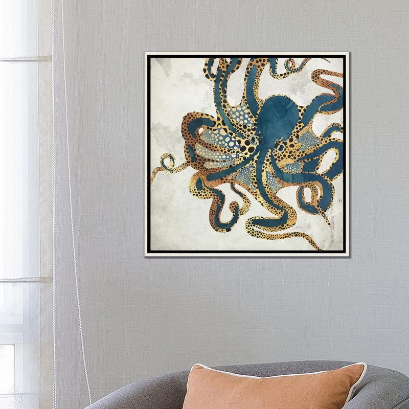 Underwater Dream VI - impression d'art graphique, H 26 po x l 26 po, Toile avec cadre flottant, Blanc patiné