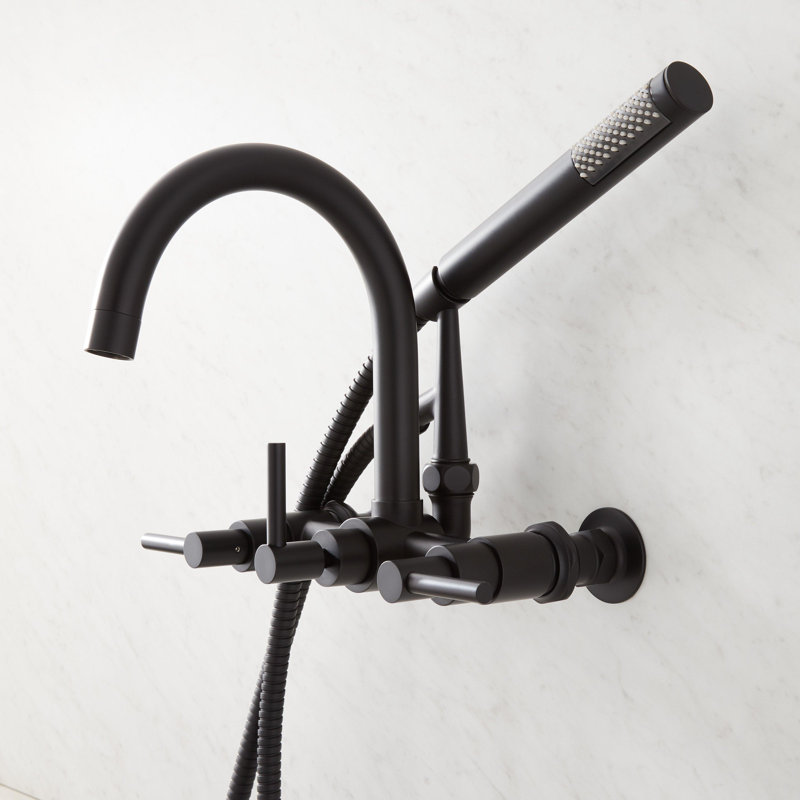Sebastian Wall Mounted Tub Faucet with Lever Handles, Matte Black