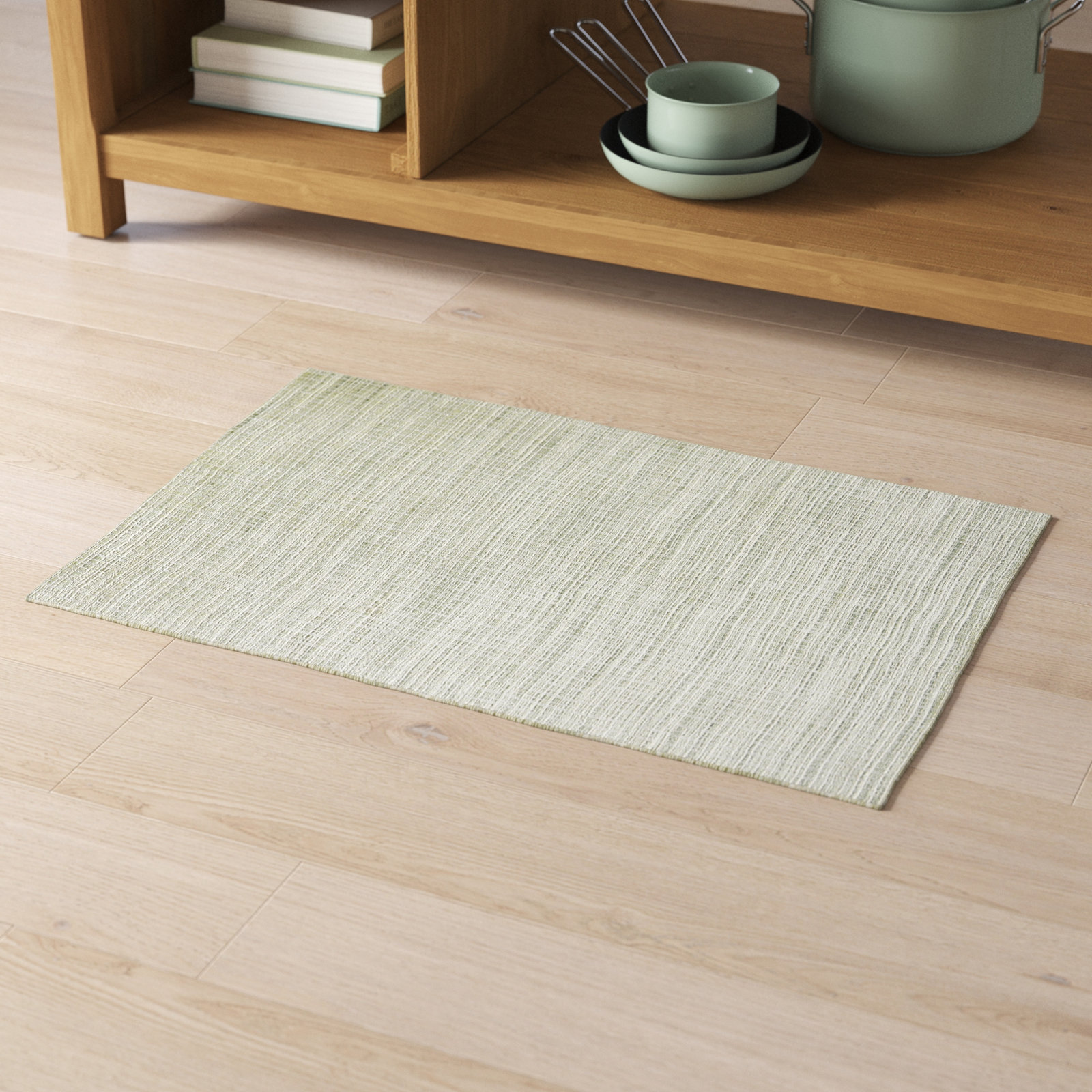 Hannon Green Hand-Woven Geometric Rug, Rectangle 2' x 3'