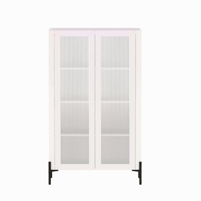 32" Tempered Glass Bookcase Cabinet(4-Shelf)