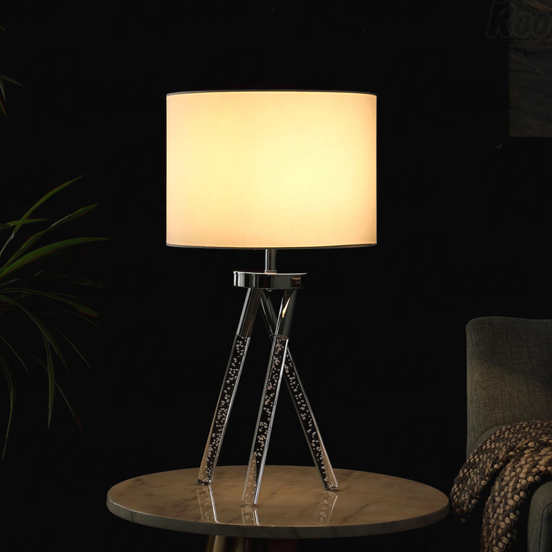 Table Lamp - Silver Finish, Metal Frame