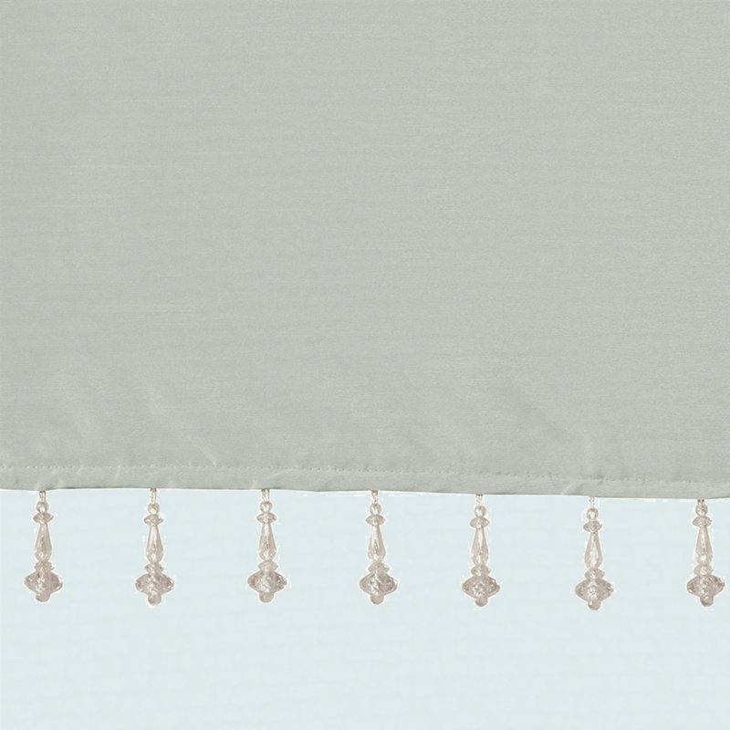 Lightweight Faux Silk Valance With Beads 50X26", Dusty Aqua