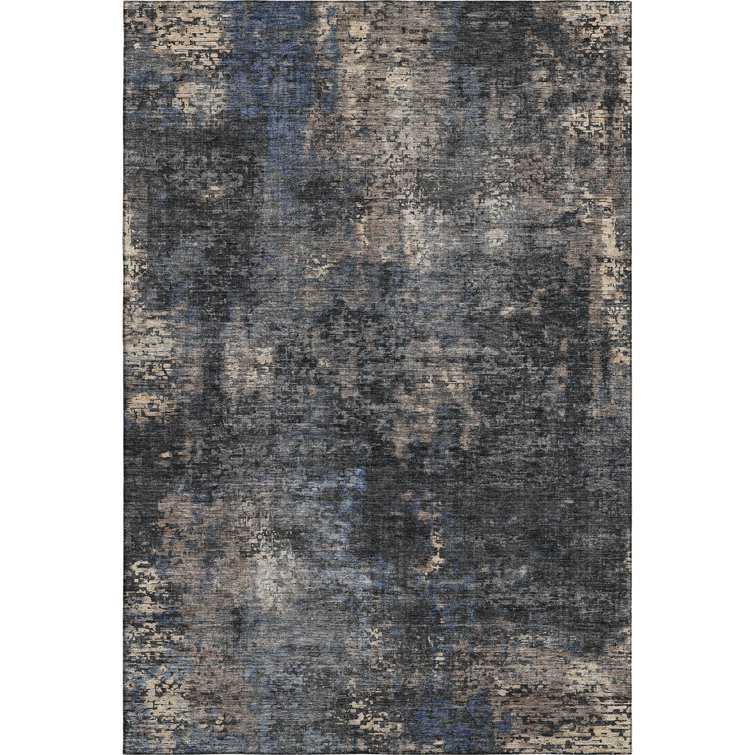 Premium Machine Washable Prisco Charcoal Rug