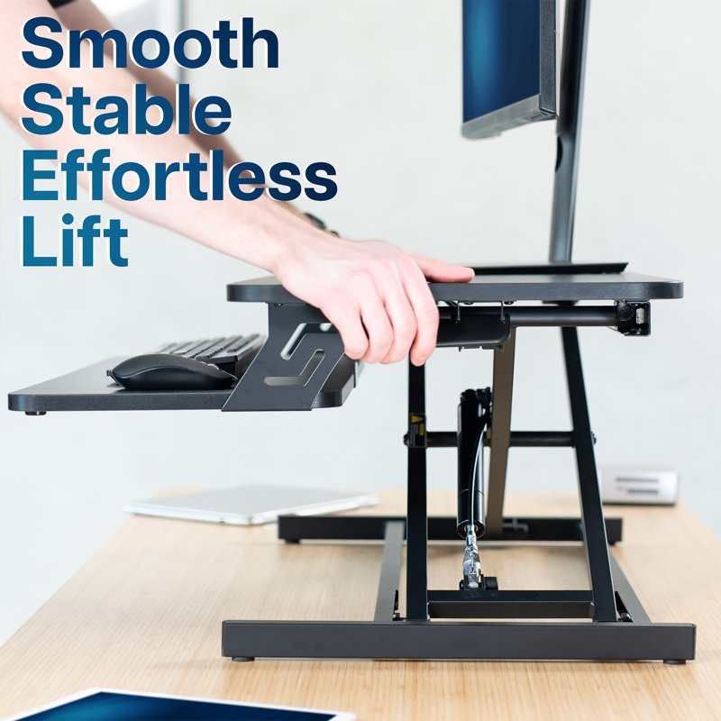 Black Adjustable 32'' Standing Desk Converter with Keyboard Tray