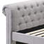 Lit de jour simple en tissu gris fumée avec couchette - Pieds ronds en bois, plancher de 96 po de largeur, 12 po, sans rangement