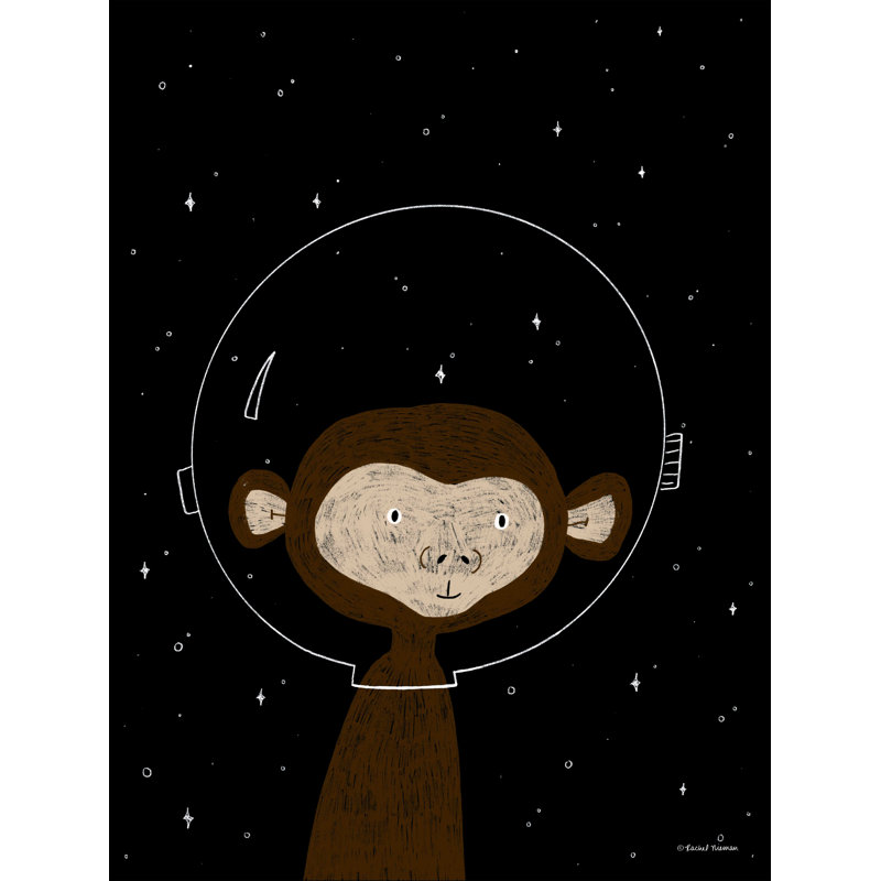 Singe dans l'espace - Impression sur toile tendue, H 16 po x l 12 po