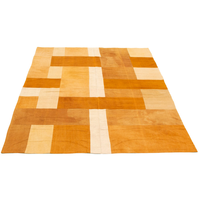 Tapis en laine brun clair/beige tissé à la main kilim Eliska