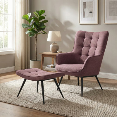 Jessamine Upholstered Plain Weave / Muslin With Footstool Armchair