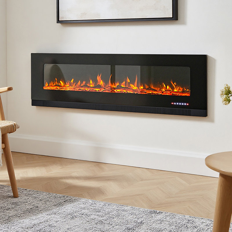 Metro Lane 182.9cm W Black Electric Fireplace