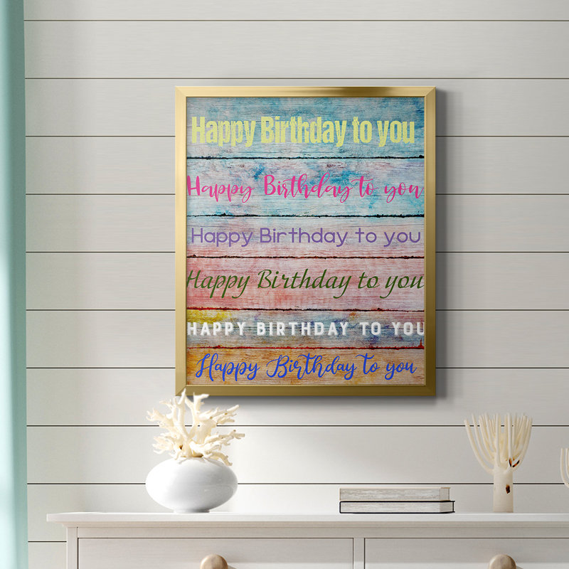 «Birthday Song», toile encadrée de qualité supérieure - prête à être accrochée, Or, H 24 po x l 20 po