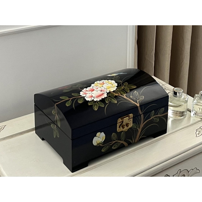 Wood Jewellery Box + Locking, Black