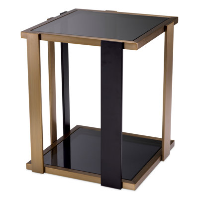 Side Table Clio Brushed Brass Finish - Glass