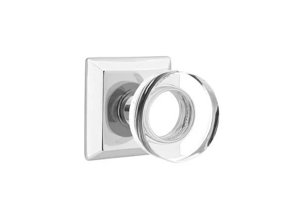 Ensemble de mortaise intérieure Emtek avec rosette Quincy et poignée moderne en verre à disque (LH), Chrome poli