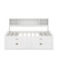 Lit de jour double en bois avec 2 armoires de chevet, tablettes et tiroirs-336590308