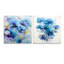 Bleu et mauve Blossum Harmony Pansies Bouquet - Art mural en verre acrylique, ensemble de 2-1647264214