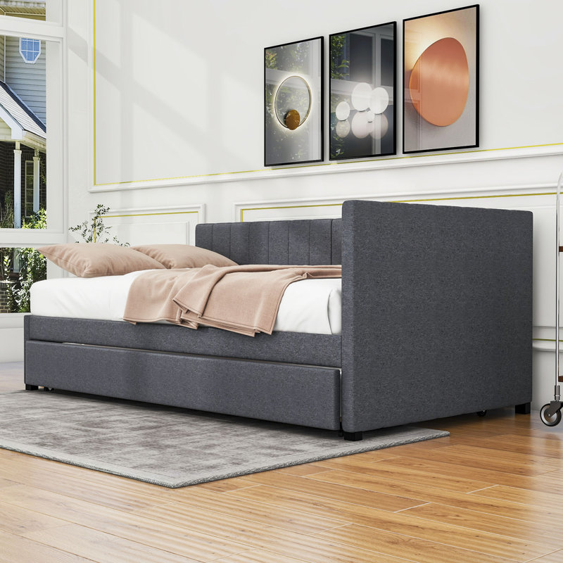 Jayonni Twin Daybed with Trundle, Gray