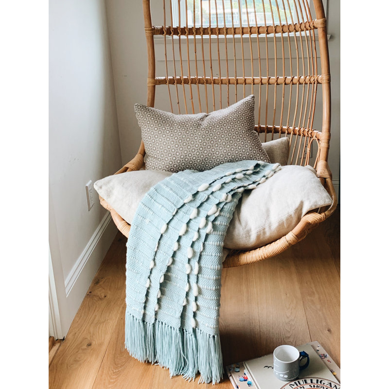 Pampa Hand Woven Throw Blanket, Seafoam