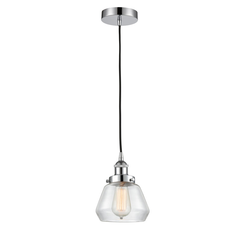 Luminaire suspendu conique à 1 lumière Cahn, Transparent, Chrome poli