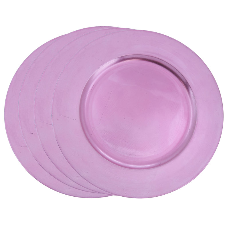 Ensemble de 4 assiettes en plastique rondes Erris, Rose